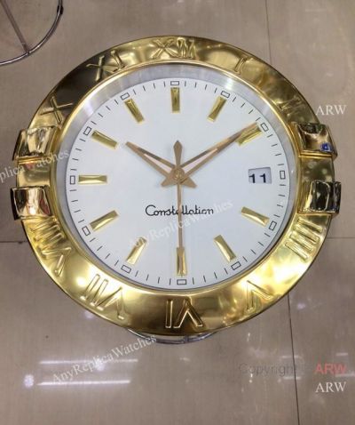 High Quality Omega Constellation Wall Clock Gold Case White Dial